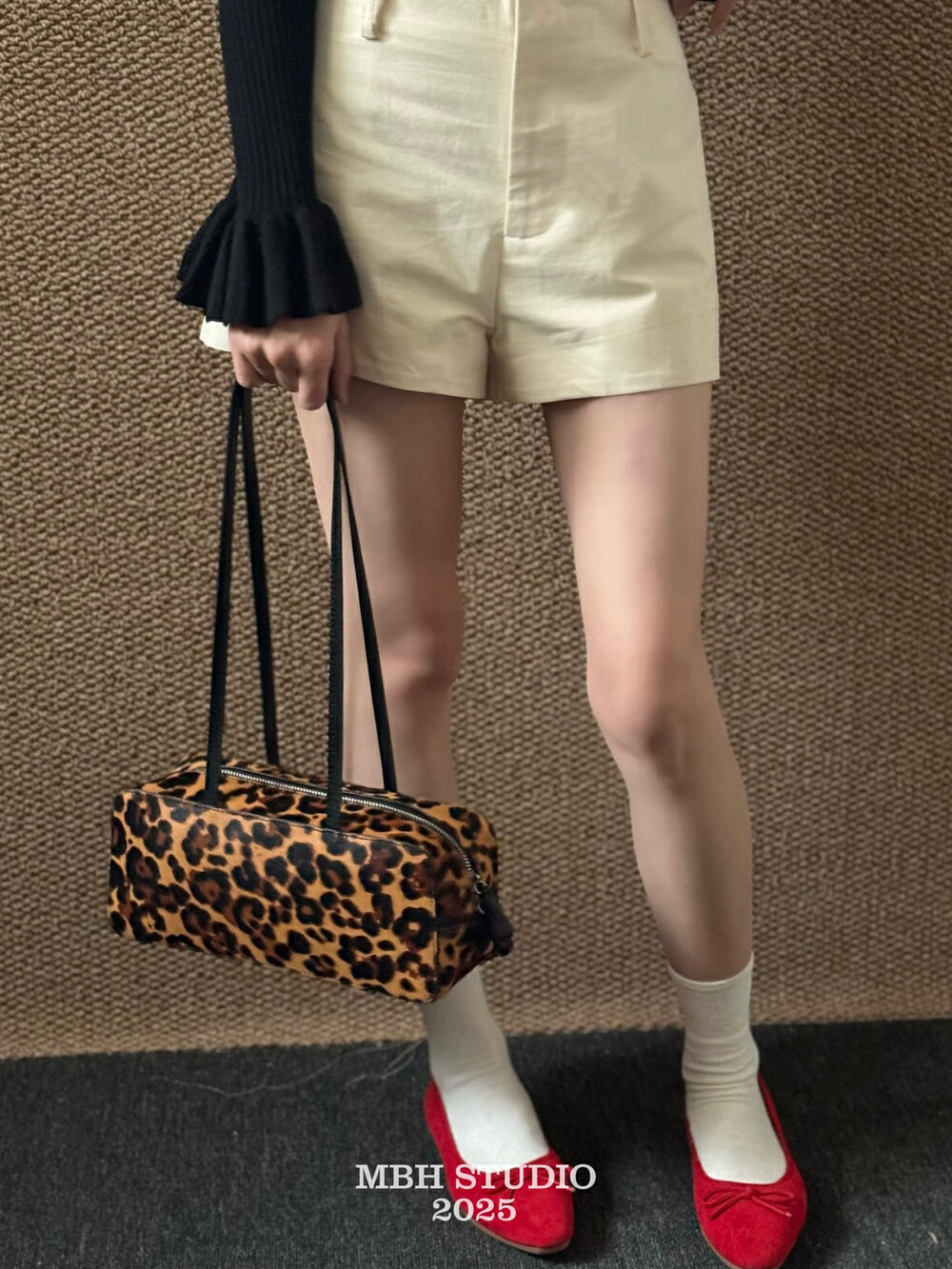 MBH Horsehair and Cowhide Leopard Print Shoulder Bag