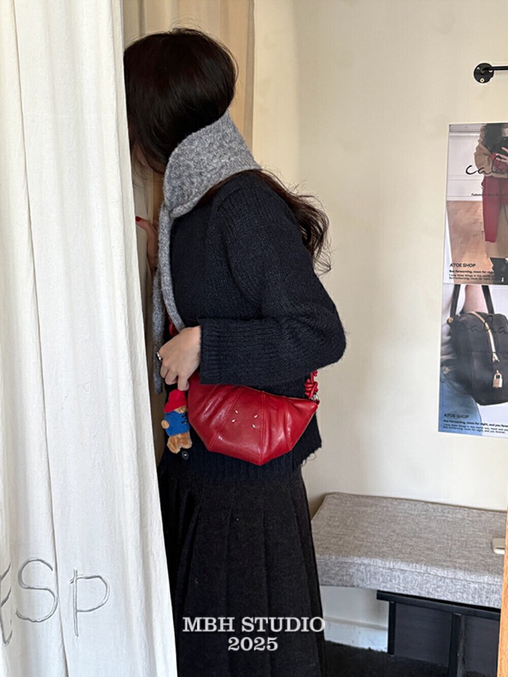 MBH Korean Niche Sheepskin Croissant Bag Hand-Stitched Design Versatile Shoulder Underarm Crossbody Bag - Image 3