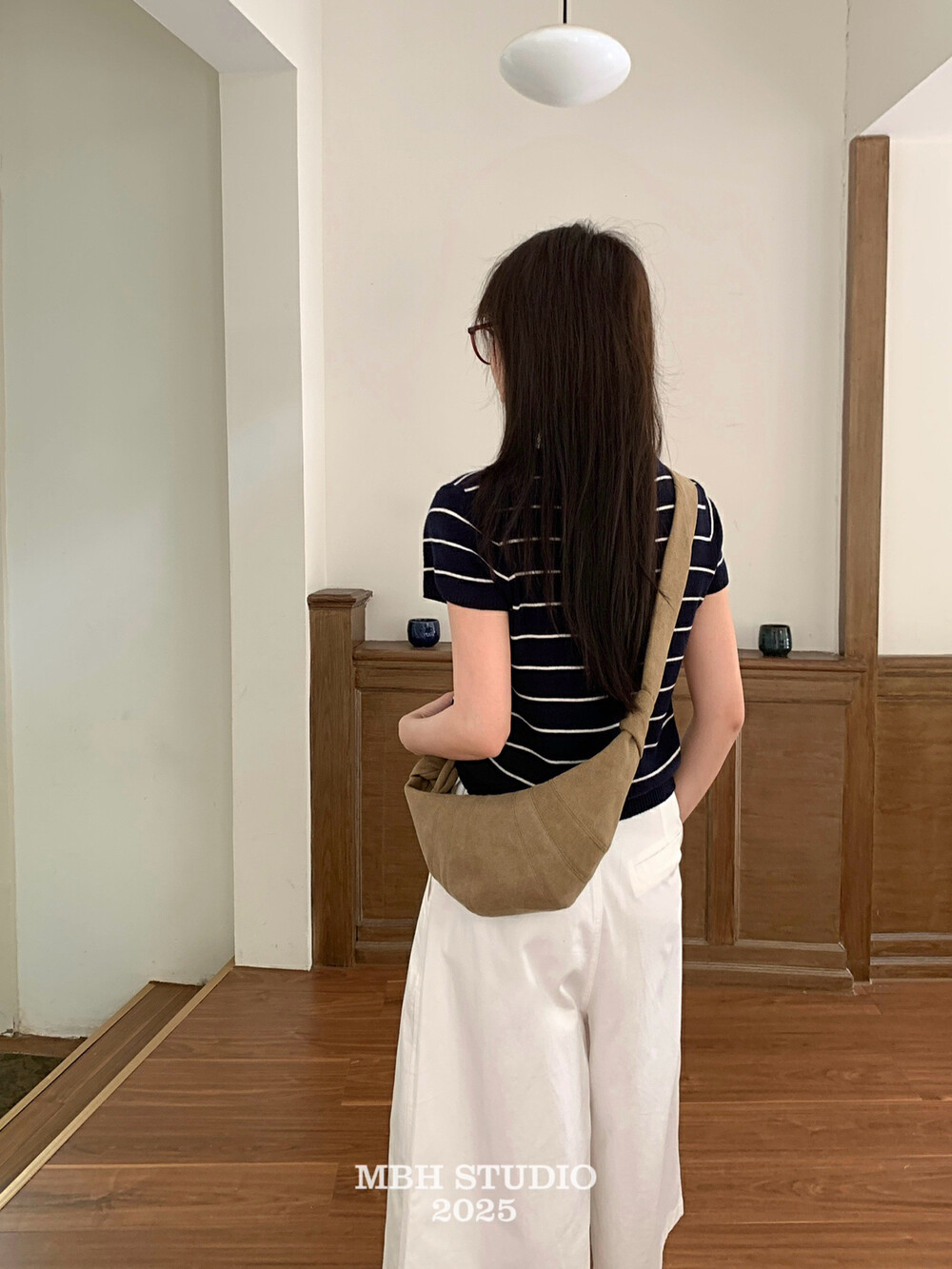 MBH Cotton Linen Texture Croissant Crossbody Bag Japanese Casual