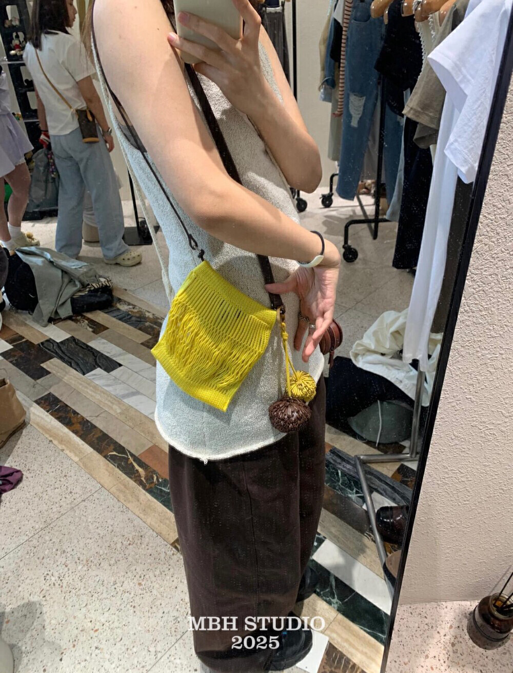 MBH Korean Niche Design Hollow Mesh Bag Small Beach Net Bag Crossbody Bag