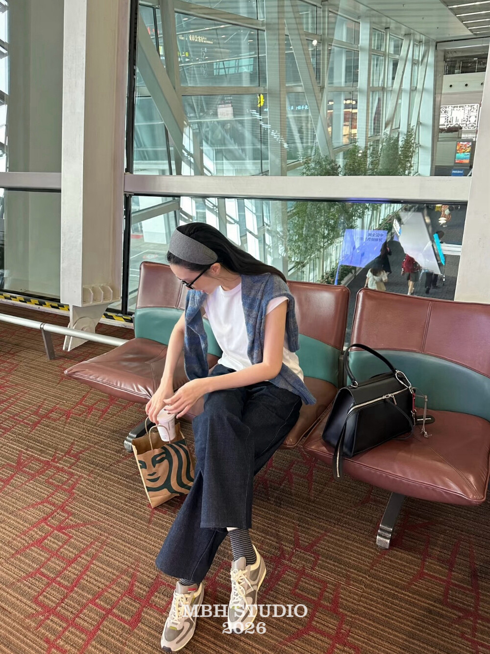 MBH Imported Top-Grain Calfskin Double-Zip Tote Bag Large-Capacity Commuter Wide-Strap Crossbody Handbag